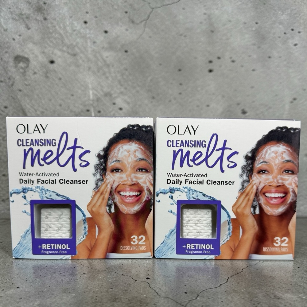 Olay Cleansing Melts + Retinol 32ct x2 (64 Total) Water-Activated Cleanser‎ Pads
